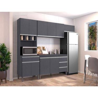 Imagem de Cozinha Com Balcão E Tampo 120 Cm Andréia Ambiente Cinza Fosco - Ajl