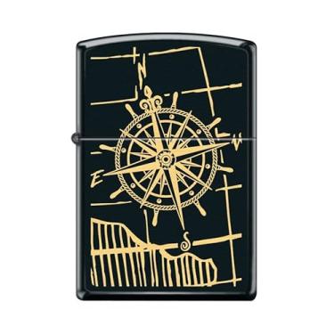 Imagem de Zippo Isqueiro - Isqueiro de bússola à prova de vento (Bússola preta fosca #Z5449)
