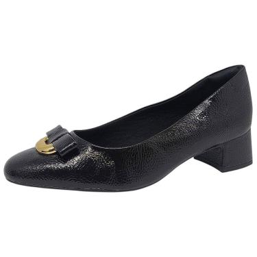 Imagem de Sapato Feminino Salto Bloco Conforto Verniz Comfortflex