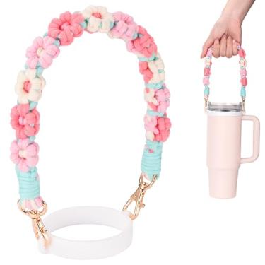 Imagem de Soledea Alça para garrafa de água, cordões tecidos à mão de silicone para garrafa de água, suporte, suporte com alça compatível com copo Stanley de 226.8-1,134.0 g, acessórios para garrafa Hydroflask