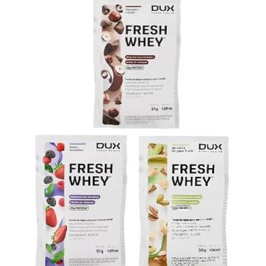 Imagem de Kit 03 unidades de Sachês de Fresh Whey 3W Sabores Chocolate e Avelã,Frutas Vermelhas e Pistache e Chocolate Branco-Dux Human Health-Dux Nutrition