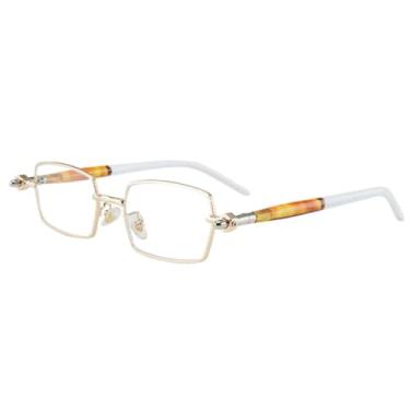 Imagem de Óculos de sol retangulares pequenos da moda, luxuosos, retrô, com rebites, masculinos, com lentes duplas, armação transparente UV400 (dourado transparente)