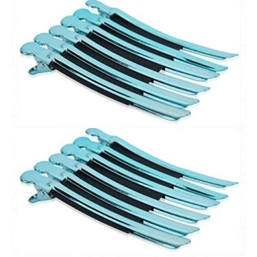 Imagem de AKOAK 12 peças/pacote profissional cabeleireiro estilo cabeleireiro de aço inoxidável, grampos de jacaré de aba de pato, ferramentas de estilo fashion (azul)