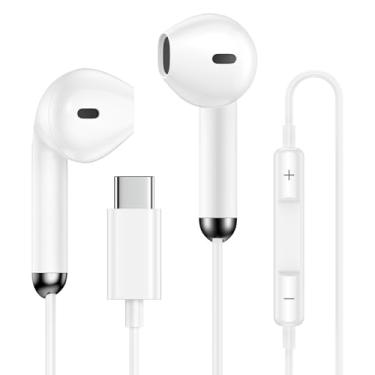 Imagem de Fones de ouvido tipo C com fio para iPhone Air 17 16e 16 Pro Max 16 15, USB C, fones de ouvido com cancelamento de ruído, com controle de volume de microfone, para Samsung Galaxy A17 A16 A56 A36 S25