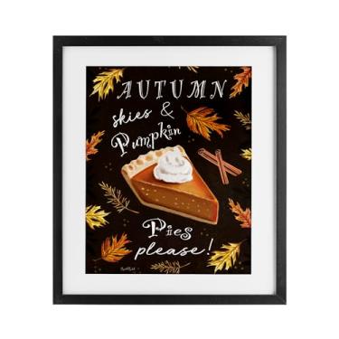 Imagem de Stupell Industries Autumn Skies & Pumpkin Pies Impressão emoldurada preta sob vidro, design por Elizabeth Tyndall, 40 x 33