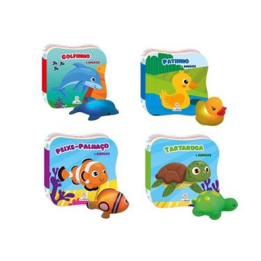 Imagem de Coleção Conhecendo os animais - Kit com 4 Livros de banho + 4 bichinho