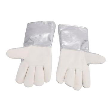 Imagem de Asixxsix Luvas para forno, 662℉ Luvas para churrasco à prova de fogo e resistentes ao calor, em couro bovino e folha de alumínio, com silicone antiderrapante