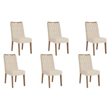 Imagem de Kit 6 Cadeiras Sala Jantar Bia 6 Un Freijo/Linho Neve - DJ Móveis