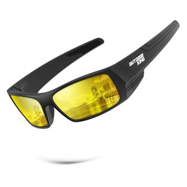 Imagem de OUTDOORKING Óculos de sol esportivos polarizados para homens: óculos de sol masculinos para pesca, ciclismo, corrida, proteção UV400, Preto escuro + visão noturna, Medium