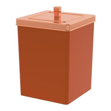 Imagem de Lixeira Quadrada 6,5 Litros Cesto De Lixo Rose Gold Para Banheiro Pia 