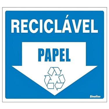 Imagem de Placa De Vinil Auto-adesiva 15x20cm Reciclável Papel - 420 As - Sinalize Placa Vinil 15x20 (lixo Papel) Sinalize 420as