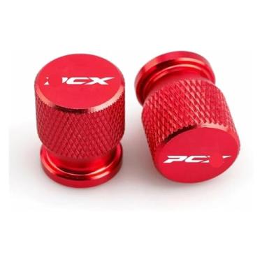 Imagem de Compatível com PCX 125 PCX125 PCX 150 PCX150 PCX 160 PCX160 tampas de válvula de alumínio conjunto de tampas de pneu capas resistentes à corrosão (vermelho)