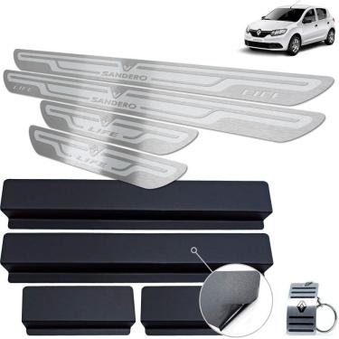 Imagem de Soleira Aço Inox Renault Sandero Life Prata Alto Relevo