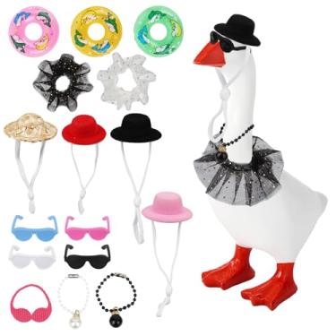 Imagem de 16un. Conjunto Roupas Ganso Mesa de 17,78cm, Roupas Ganso de Mesa com Chapéus Sutiãs Colares Óculos e Vestidos com Boia Natação para Decoração