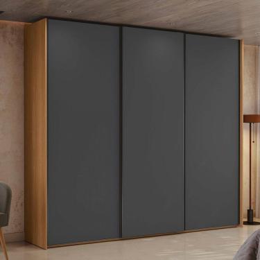 Imagem de Guarda-Roupa Casal Castelar 3 Portas 4 Gavetas Canela/Grafite - Kappesberg