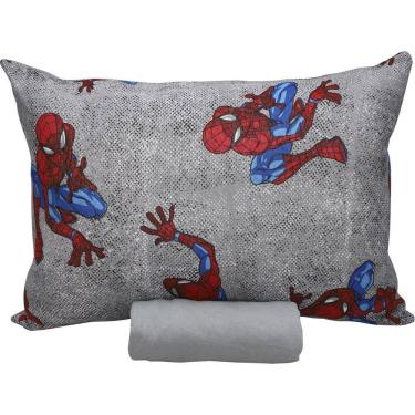 Imagem de Jogo Cama 100% Algodão Homem Aranha Com Elástico Malha 2 Pçs