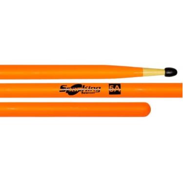 Imagem de Baqueta Spanking Linha Luminosa 5A Clássica Laranja Fluorescente com Ponta de Nylon 4117LA