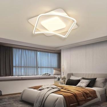 Imagem de Luminária de teto LED para restaurante com controle remoto escurecimento Lâmpada de teto chique e criativa iluminação de teto redonda de acrílico moderna branca pequena sala de estar luzes e