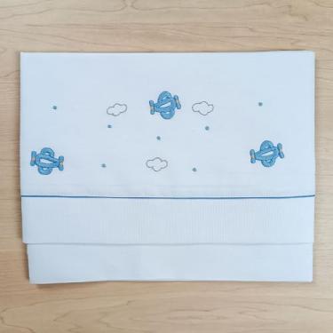 Imagem de Cueiro | Bordado à mão - Aviãozinho azul