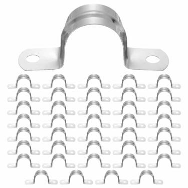 Imagem de HARFINGTON Braçadeira de tubo em U, 40 peças, 1" (25 mm), alça de dois orifícios, grampo de conduíte de tubo em U de aço inoxidável 304 braçadeira de alça de tubo rígido para instalação, cabo de tubo