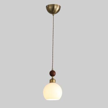 Imagem de Luminária pendente globo, lustre vintage, luminária de teto, luminária suspensa individual com bola de vidro branca, luzes pendentes para ilha de cozinha, sala de jantar, lâmpadas suspensas