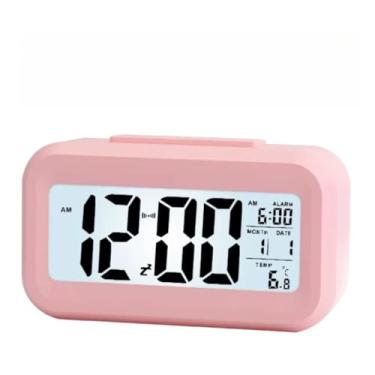 Imagem de Relógio de Mesa Digital Led Despertador Data Temperatura(Rosa)