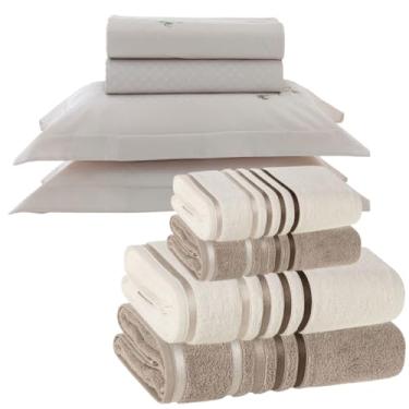Imagem de Kit Cama Queen Algodão Egípcio Kacyumara 200 Fios (Jogo de Lençol + Toalhas Banhão Premium) - Erdene