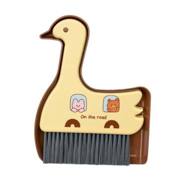 Imagem de ＫＬＫＣＭＳ Conjunto de vassoura e pá de lixo pequena, vassoura de mesa portátil para teclado, escova de limpeza de mesa para escritório, carro, móveis, lacuna, Amarelo