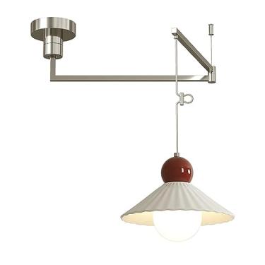 Imagem de Candeeiro suspenso com braço oscilante de teto, lâmpadas LED modernas de 12 W, candeeiro suspenso ajustável dobrável, candeeiros de suspensão de iluminação decorativa de quinta, luzes pendentes