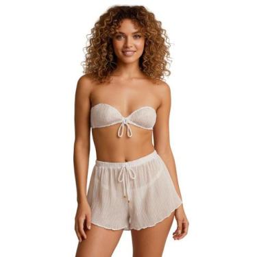 Imagem de Saída Praia Feminina Adulto Curto Transparente Shorts Soltinho Verão P