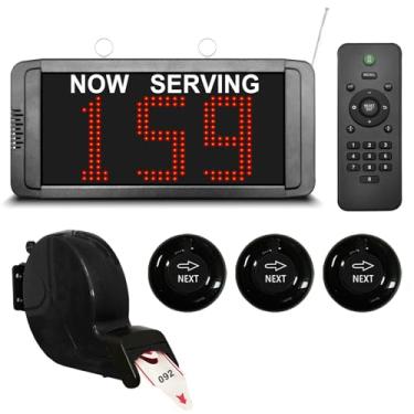 Imagem de Sistema de gerenciamento de filas, exibição de números de 3 dígitos, 3 botões seguintes, pegue um dispensador de bilhetes de número com 1 rolo de 3 dígitos, 2 números de grupos de 000-999