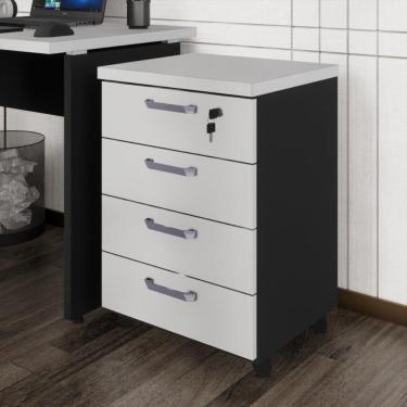 Imagem de Gaveteiro de Escritório 46cm com Chave 4 Gavetas e Rodízios Multimóveis CR25303