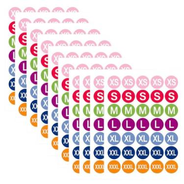 Imagem de 350 peças adesivos redondos tamanho roupa 2,5 cm/1 polegada adesivos coloridos codificados autoadesivos tamanho 7 tamanhos etiquetas de vestuário para roupas camisetas saias varejo (XS, M, L, XL, XXL