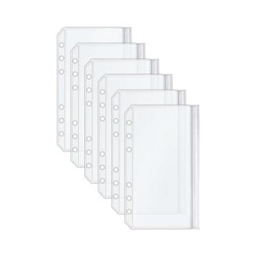 Imagem de XiowDow 6 bolsos para fichário A6 envelopes transparentes de PVC para dinheiro, 4 camadas, 3 bolsos, bolsos com zíper, envelope de dinheiro de plástico para organizador de notas de dinheiro, economias