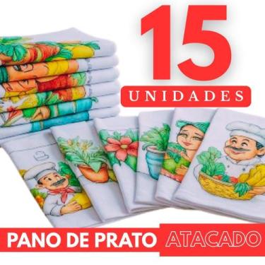 Imagem de Pano De Prato Atacado Bainha Estampado 100 Algodão 43x70cm Revenda Kit