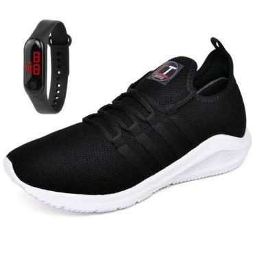 Imagem de Kit Tênis Academia Esportivo Corrida Caminhada Unissex Leve + Relógio 