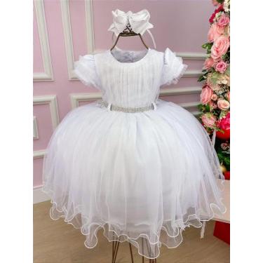 Imagem de Vestido Menina Bonita Branco com Tule e Laços, Branco, 1