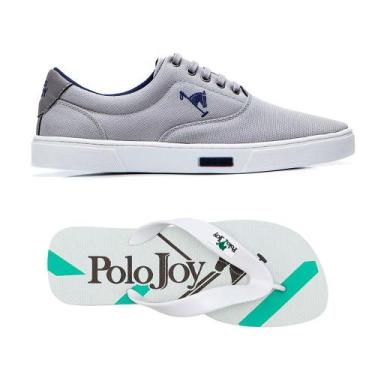 Imagem de Kit 1 Tênis Casual + 1 Chinelo Polo Joy, Cinza claro, 38