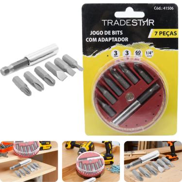 Imagem de Jogo Bits Fenda Phillips Adaptador Magnético 7 Peças Tradestar