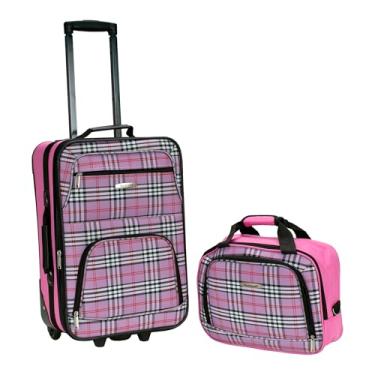 Imagem de Rockland Conjunto de malas verticais macias da moda, cor, tamanho único, Cruz rosa, 4-Piece Set (14/20/24/28), Conjunto de bagagem vertical expansível com lado macio