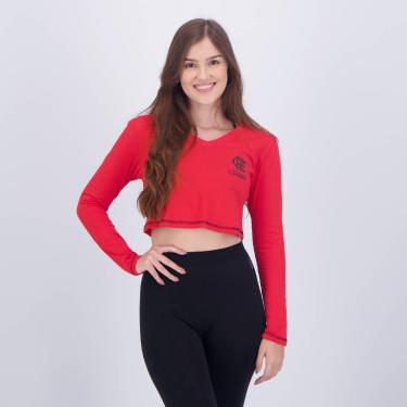Imagem de Camisa Flamengo Cropped Manga Longa Feminina-Feminino