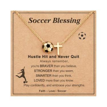 Imagem de AULSIEY Colar de softball, futebol e voleibol, para meninas e adolescentes, acessórios esportivos, joias de Natal e aniversário para amantes, Cobre, Sem Pedra Preciosa