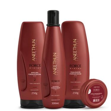Imagem de Kit Force Shampoo 300ml Máscara250g Finalizador250g Dose25g - Aneethun