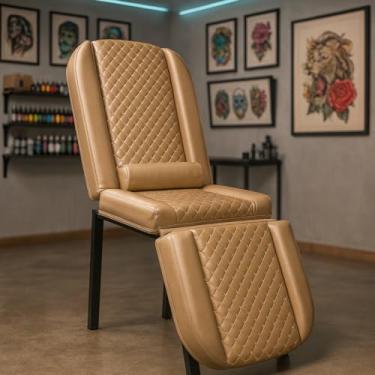 Imagem de Maca Fixa 3 Posições Reclinável Tatuagem Estética Massagem Compact One Diamante (Caramelo)