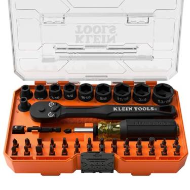 Imagem de Klein Tools Conjunto de soquetes de impacto 33806 ProFlex de 43 peças e chave de impacto com caixa modular, 29 bits e 10 tamanhos de soquete SAE, aço S2, magnético, chave de fenda ajustável