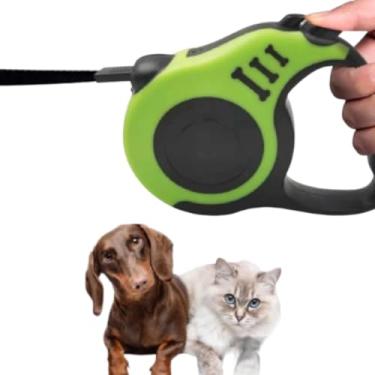 Imagem de Coleira Retrátil Extensível 3 m para Pets Gatos e Cachorros – Guia em Nylon Durável com Sistema de Travamento e Pegada Ergonômica – Ideal para Passeios Diários