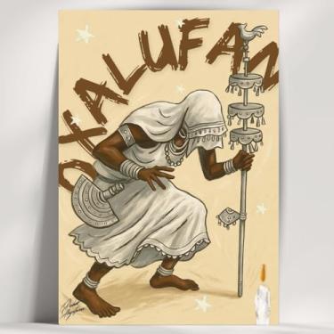 Imagem de Coleção de 62 quadros decorativos Giz - Umbanda e Candomblé - Decoração Orixá - Afro Brasileira - Escolha o seu Orixá! (Clássico, Oxalufan, 20x14cm)
