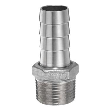 Imagem de HARFINGTON Encaixe de farpa de mangueira de aço inoxidável 0,8" (20 mm) farpado x 3/10.2 cm NPT encaixe de tubo macho mangueira de ar acessórios de farpa acoplador adaptador de conector de rosca para