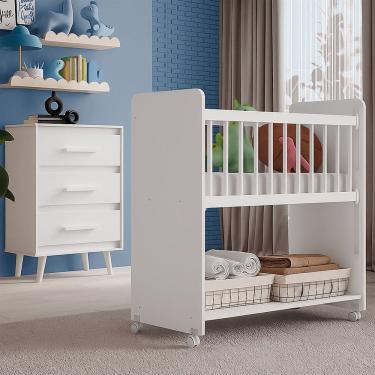 Imagem de Cômoda Pé Palito 3 Gavetas e Berço com Rodízios Lima