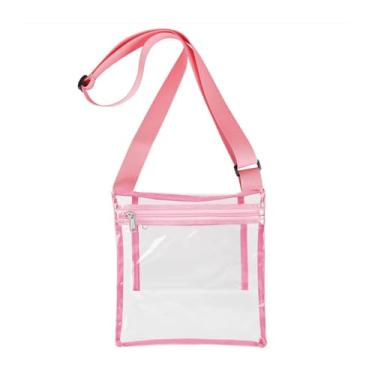 Imagem de Bolsa transparente para eventos de estádio - bolsa carteiro - bolsa transversal para mulheres, Rosa 1, 9 inches x 10 inches x 0.5 inches